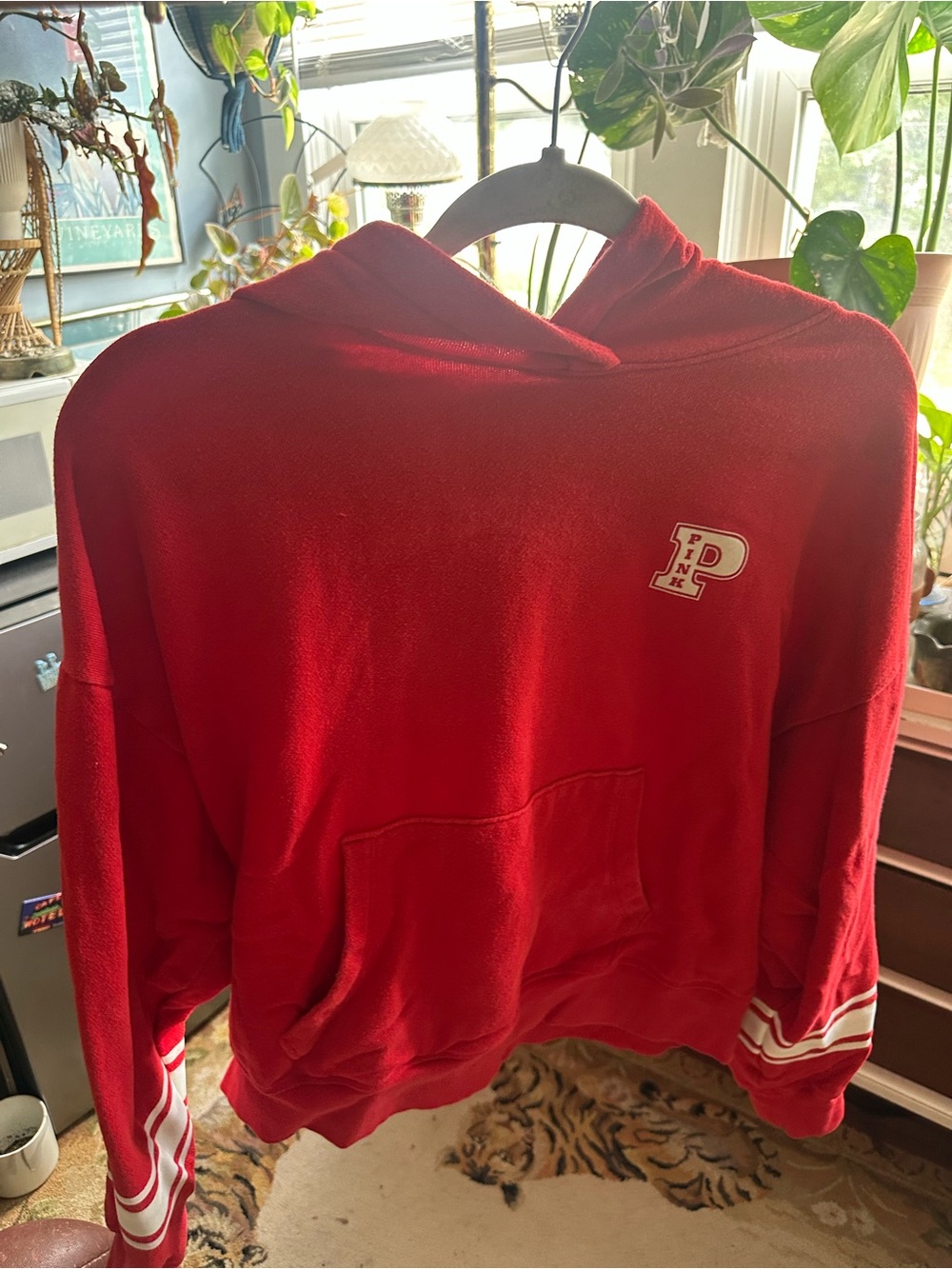PINK Victoria's Secret Red Varsity Style Hoodie